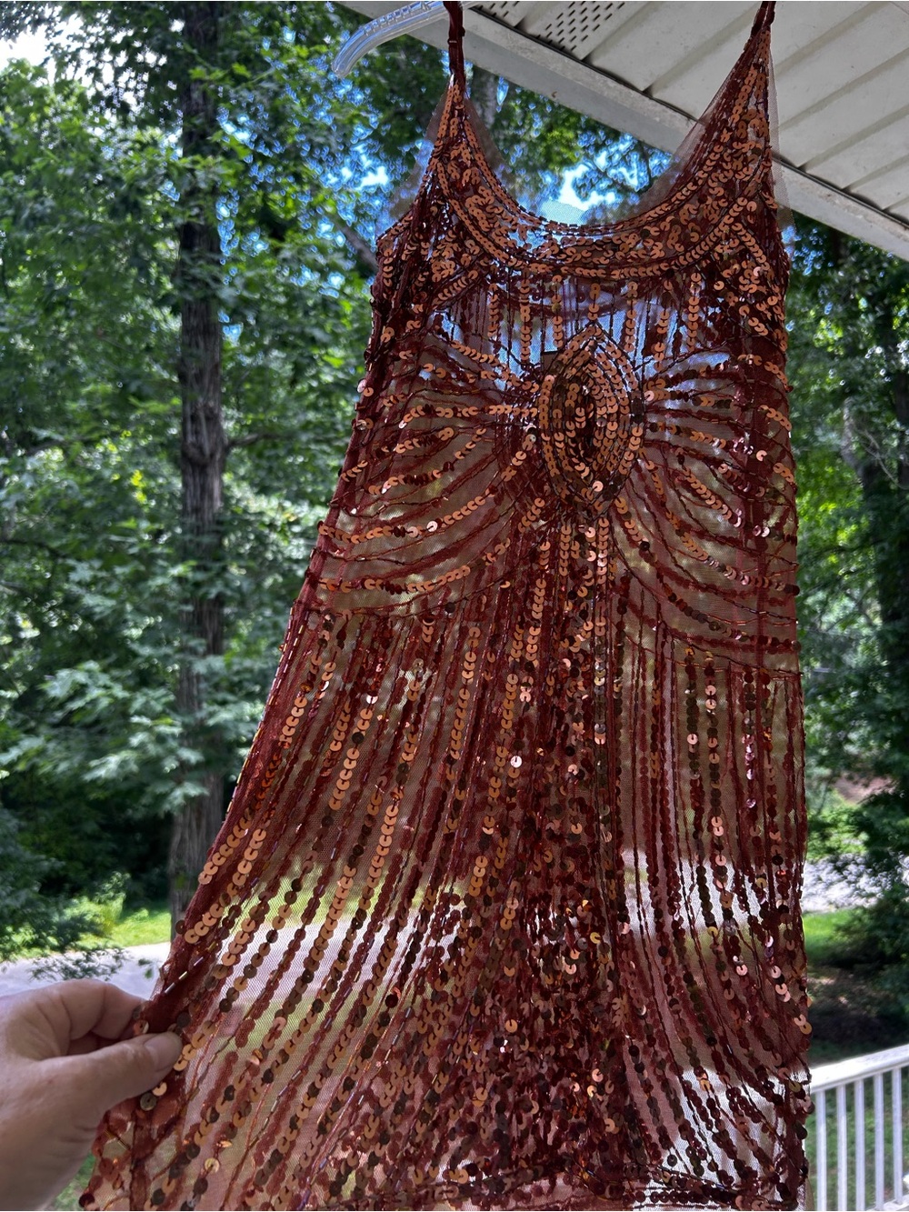 Arden B Copper Sequin Mini Dress - Picture 2 of 9